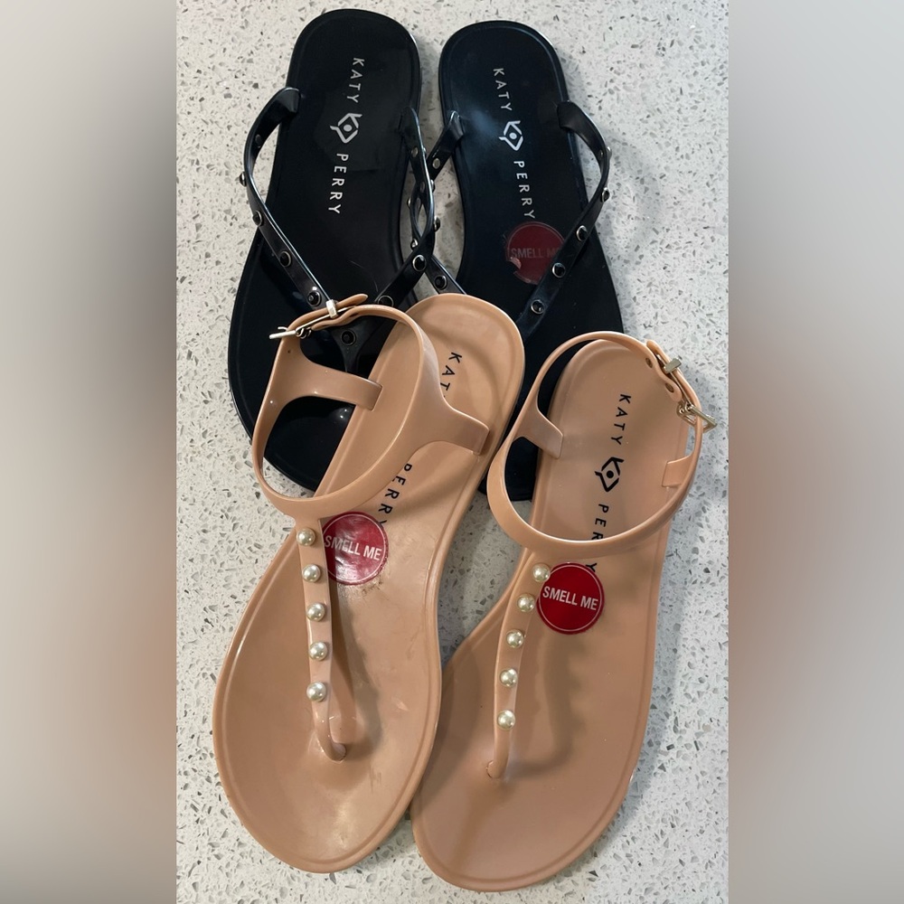 Katy Perry Collections Black and Tan Pearl Sandals